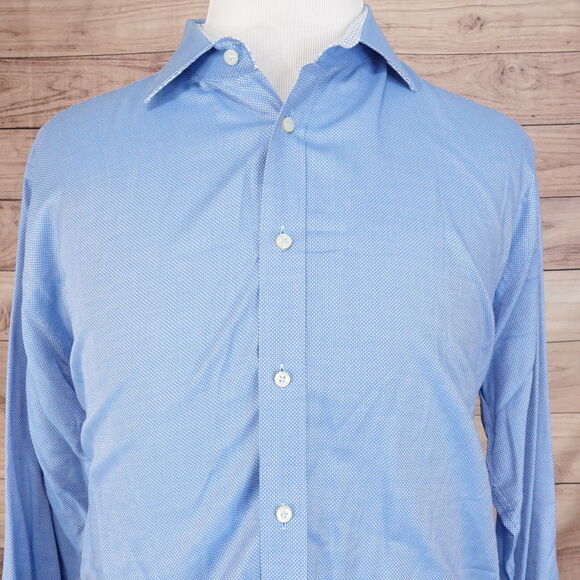 THOMAS DEAN TD BLUE BUTTON DOWN PIMA COTTON SHIRT MENS SIZE 2XL XXL - Picture 1 of 8